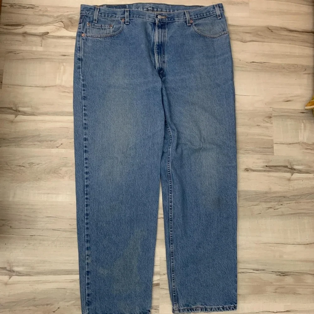 Vintage 1990s Levis 550 Distressed Work Jeans Blue Mens 44x32 Relaxed Fit